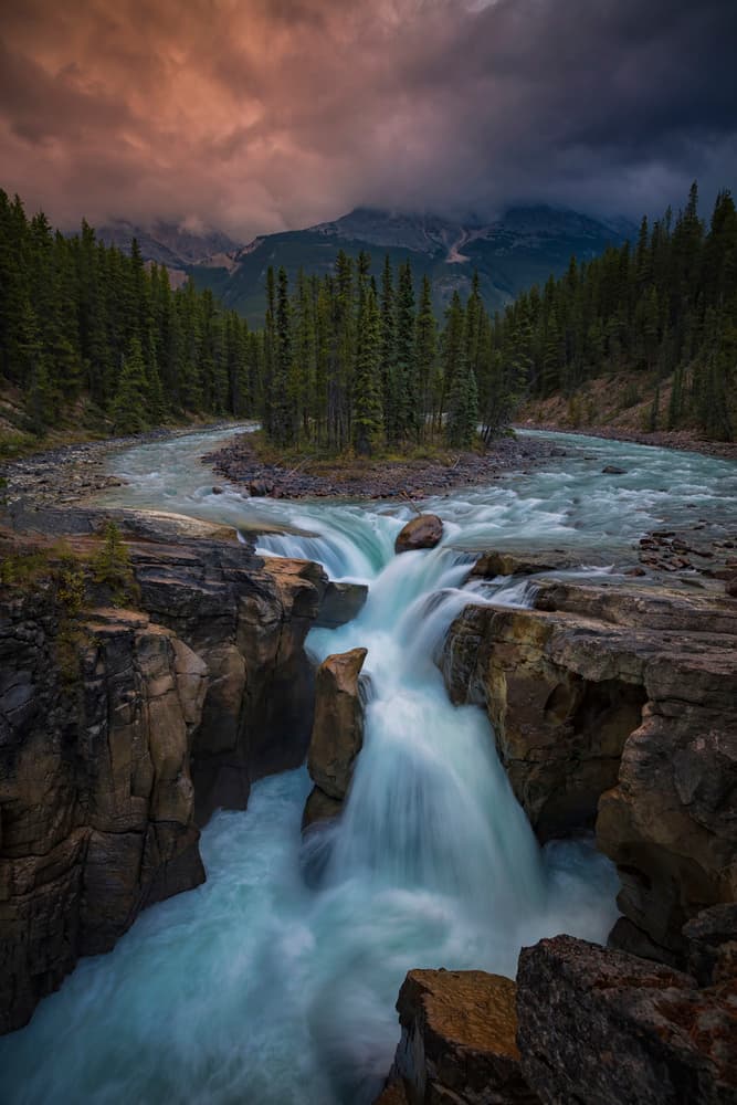 Dramatic Mountain Waterfall by Michael Zheng — canvas wall art