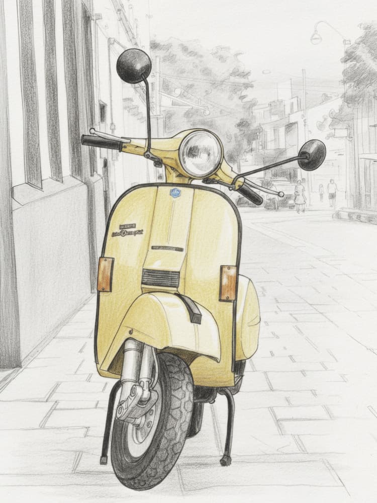 Yellow Vintage Scooter by Andreas Magnusson — canvas wall art
