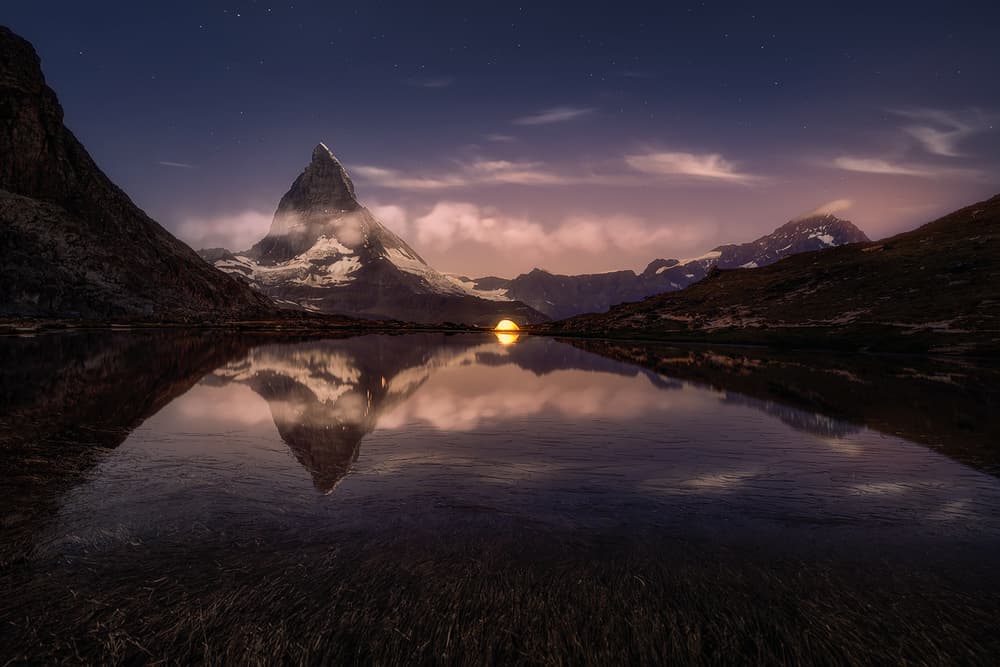 Matterhorn Night Reflection by Marian Kuric QEP — canvas wall art