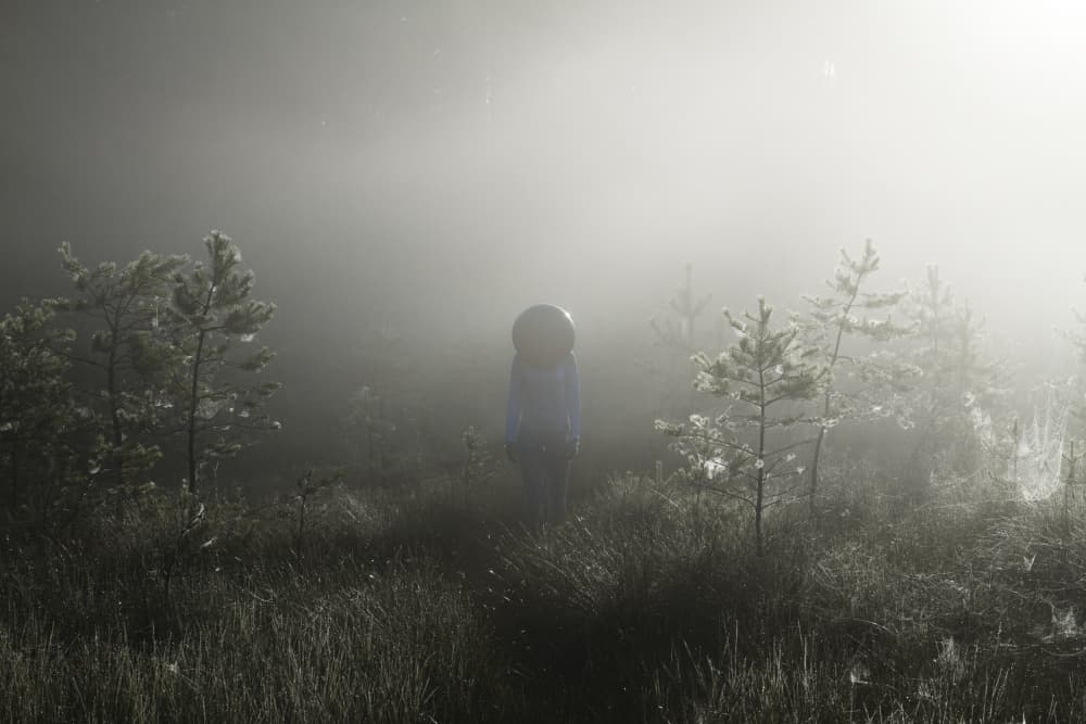 Solitary Figure Morning Mist by Leszek Paradowski — canvas wall art