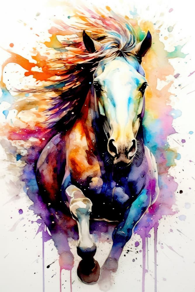 Vibrant Watercolor Horse by Justyna Jaszke — canvas wall art