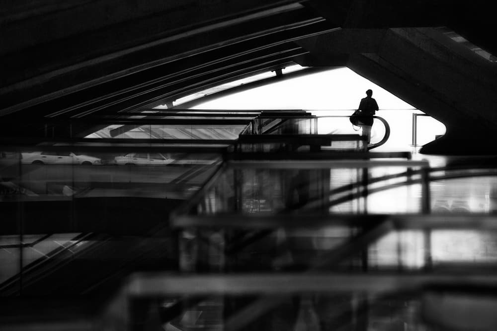 Urban Cyclist Silhouette by Paulo Abrantes — canvas wall art