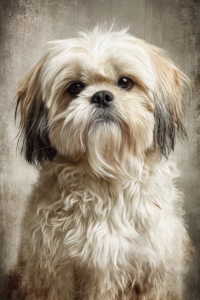 Fluffy Shih Tzu Portrait by Rafal Kulik — canvas wall art