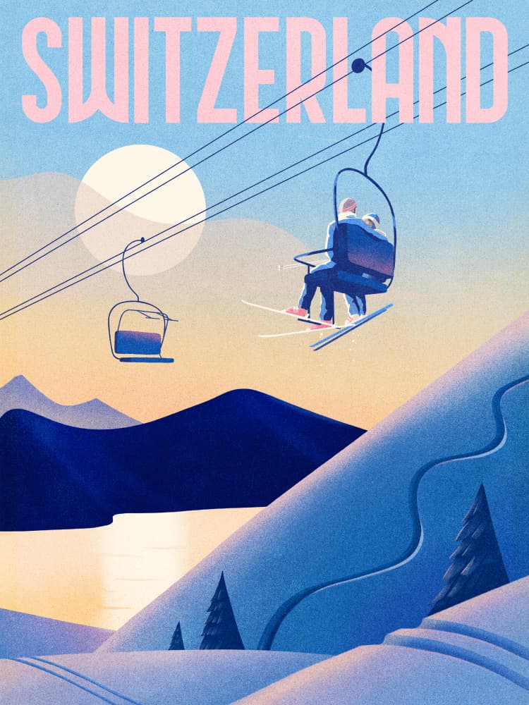 Swiss Alps Ski Lift by Mark Harrison — canvas wall art