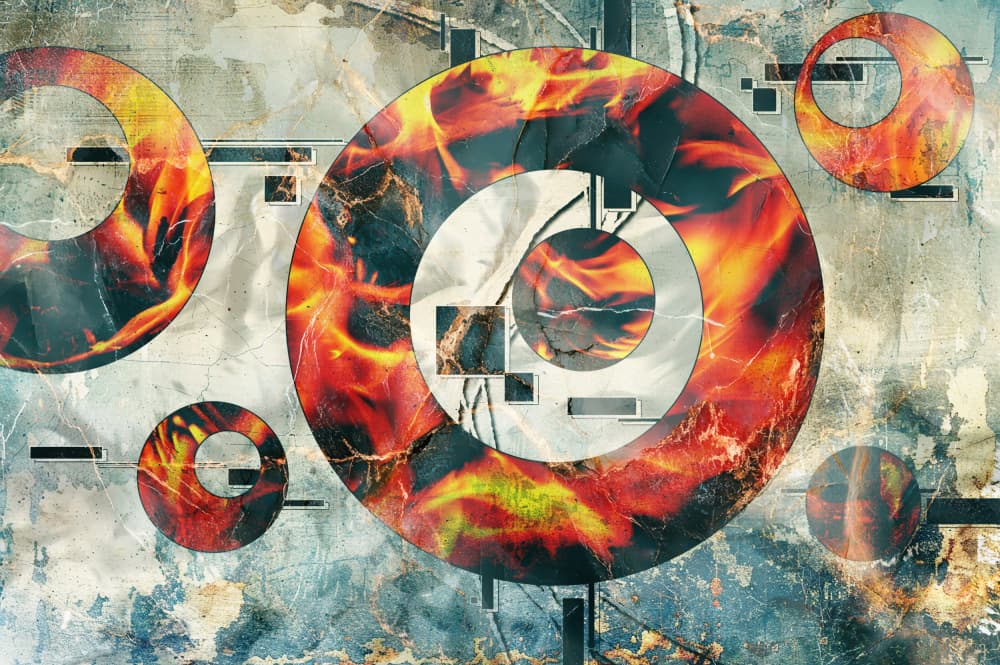 Fiery Abstract Circles by Rafal Kulik — canvas wall art