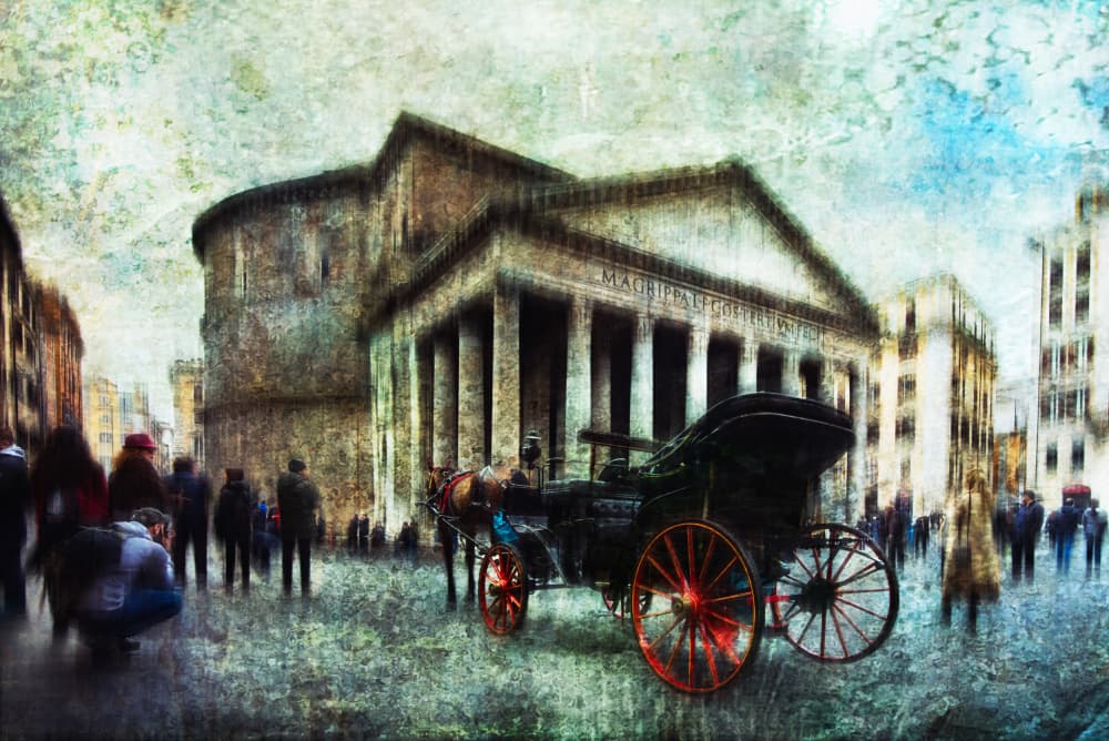 Vintage Pantheon Horse Carriage by Nicodemo Quaglia — canvas wall art