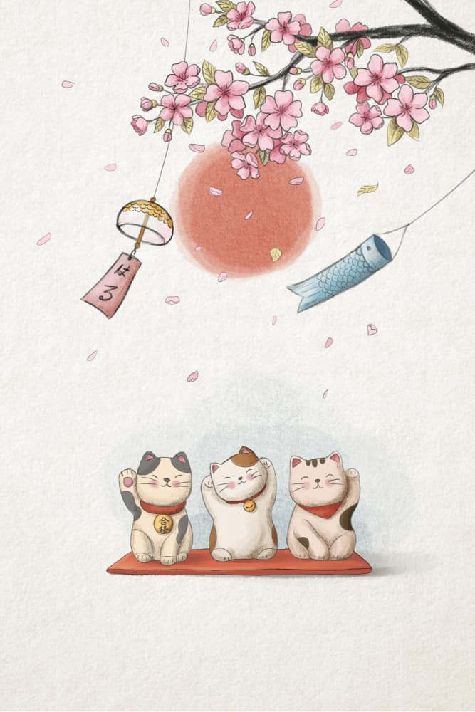 Spring Lucky Cats by Xuan Thai — canvas wall art