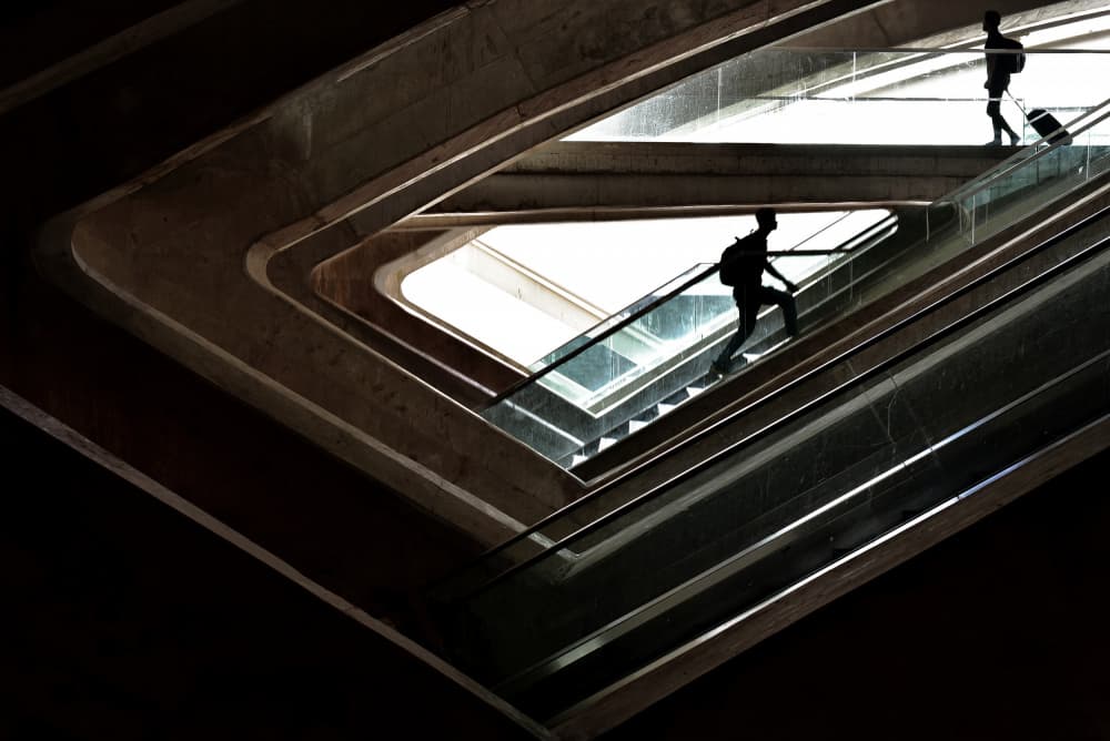 Modern Escalator Ascent by Jorge Pimenta — canvas wall art