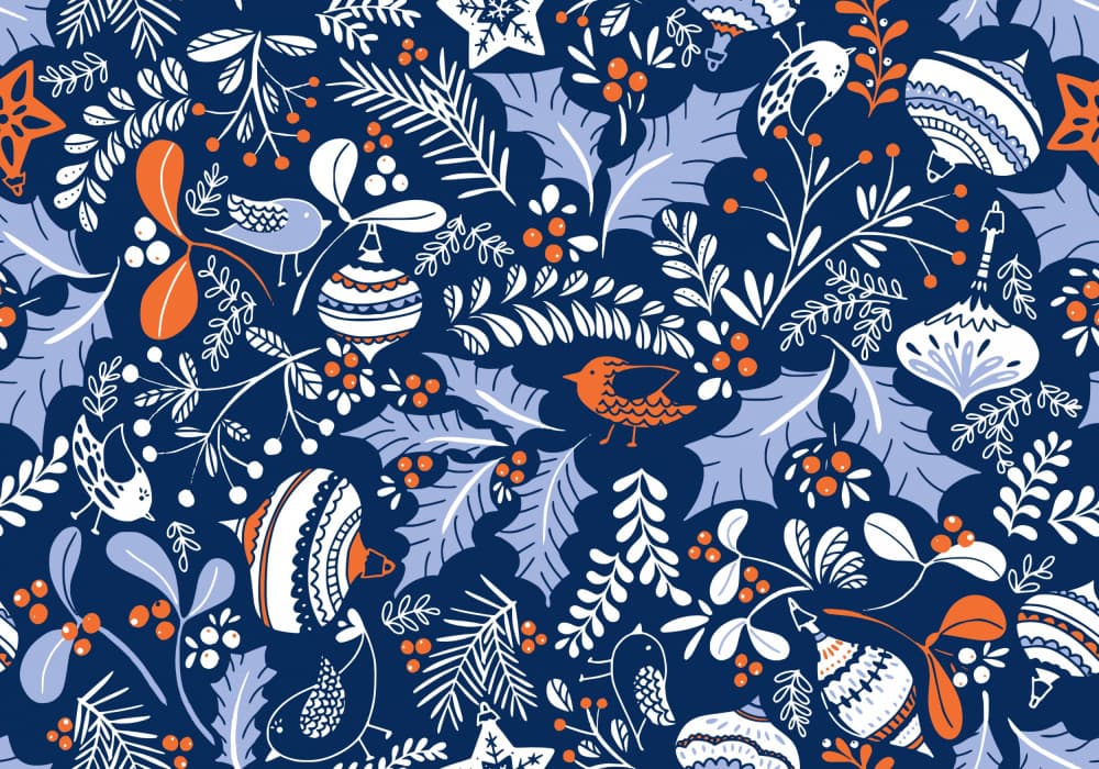 Christmas Birds And Berries by Annick — canvas wall art
