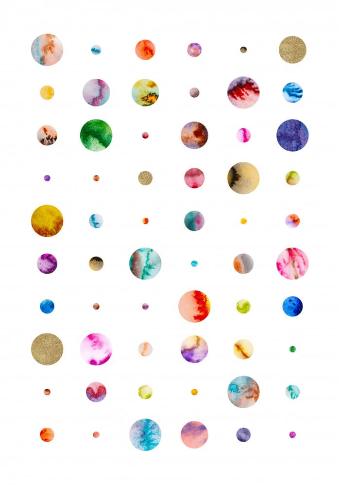 Colorful Watercolor Planets by Fabiana Silveira — canvas wall art