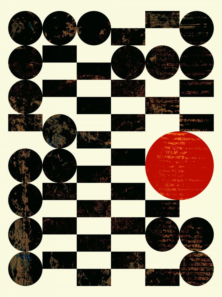 Abstract Grid Red Sun by Petr Strnad — canvas wall art