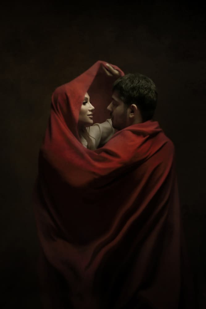 Passionate Red Embrace by Moein Hasheminasab — canvas wall art
