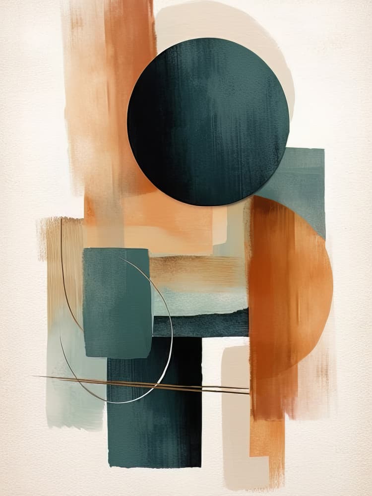 Teal Terracotta Geometry by Bilge Paksoylu — canvas wall art
