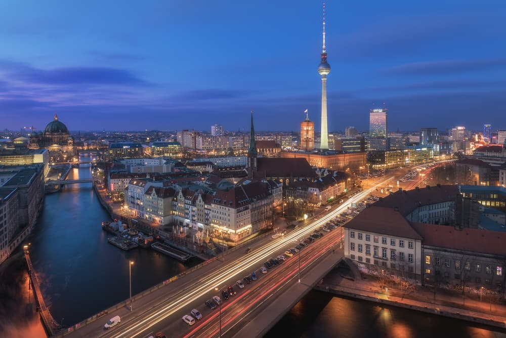 Berlin Cityscape at Dusk by Jean Claude Castor — canvas wall art