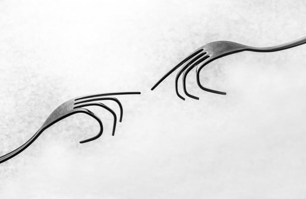 Reaching Fork Hands by Giorgio Toniolo — canvas wall art