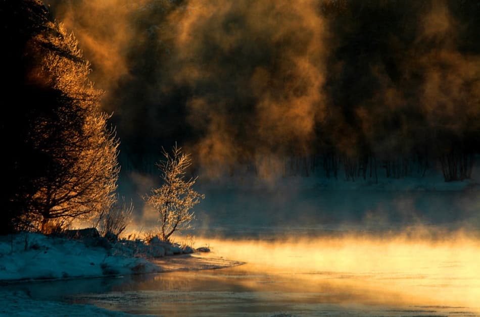 Golden River Mist by Bror Johansson — canvas wall art