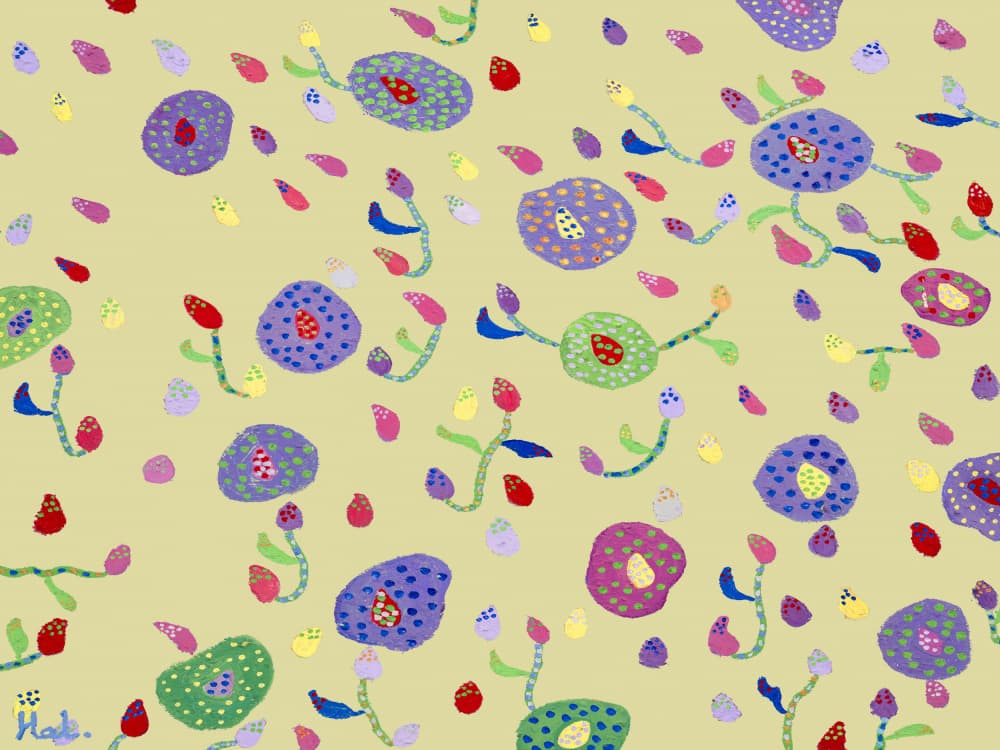 Whimsical Dotted Flowers by Helen Joynson — canvas wall art