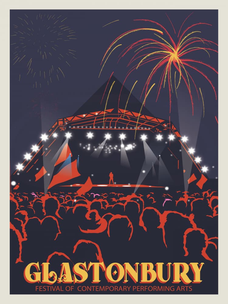 Festival Night Fireworks by Retrodrome — canvas wall art