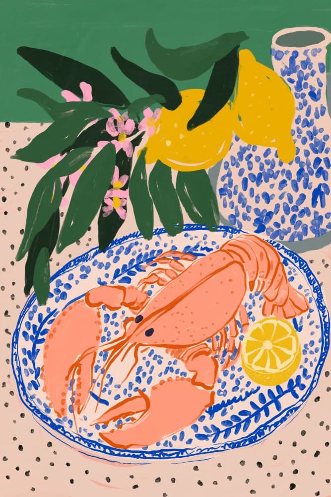 Summer Lobster Feast by Treechild — canvas wall art