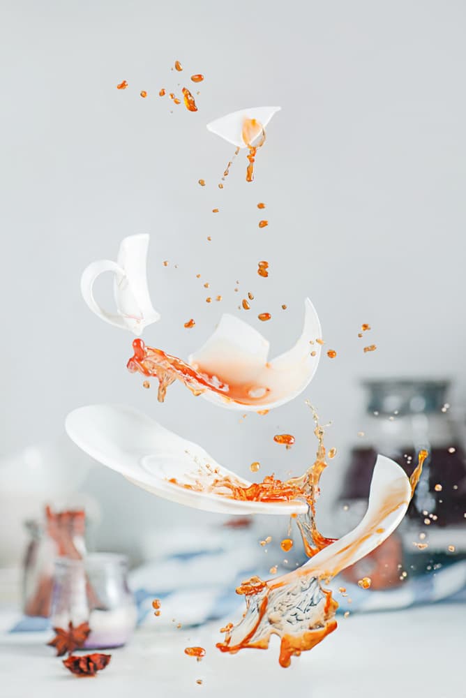 Shattering Tea Cup by Dina Belenko — canvas wall art
