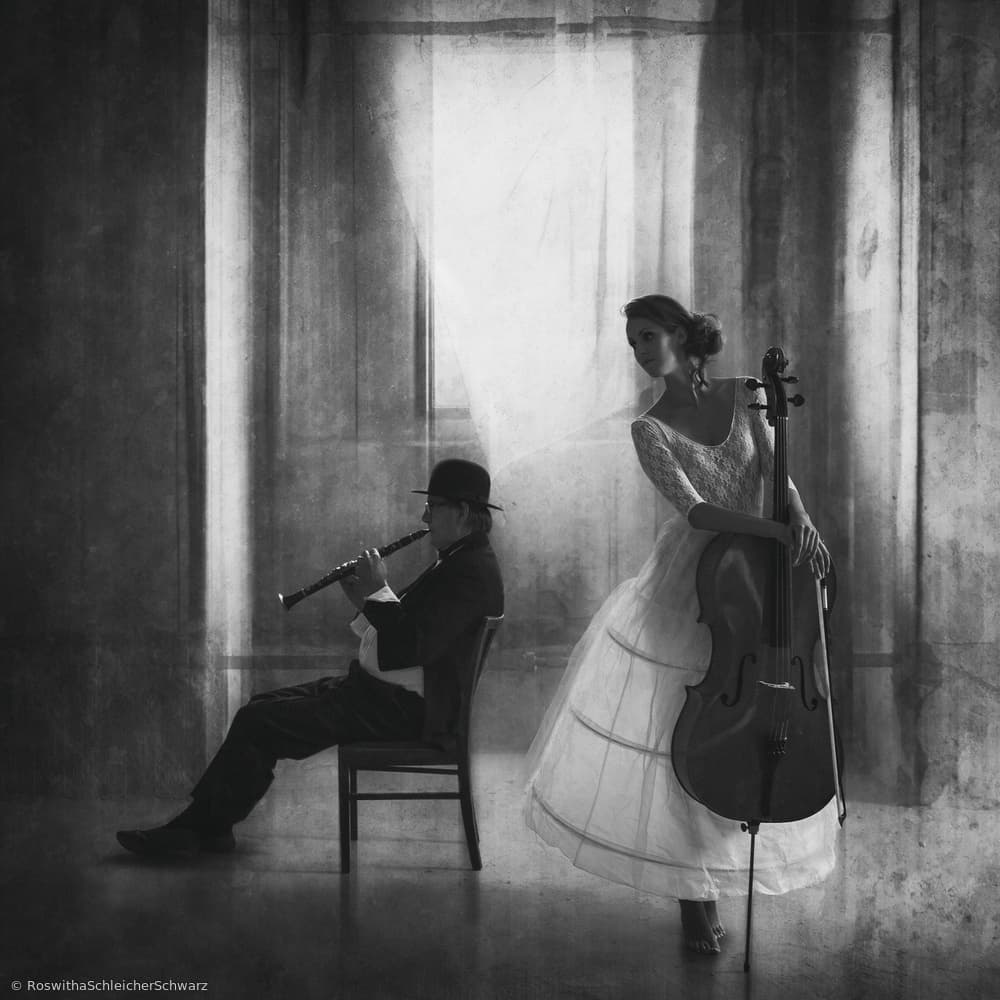 Classical Music Duo by Roswitha Schleicher-Schwarz — canvas wall art