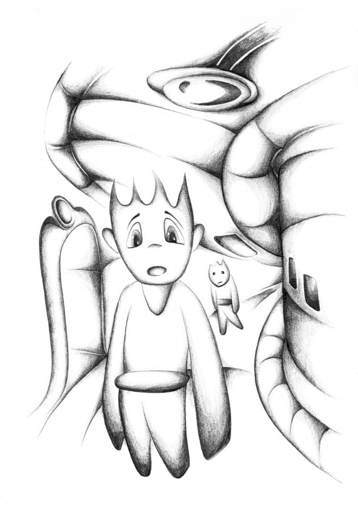 Little Boy Strange Encounter by Kulik — canvas wall art