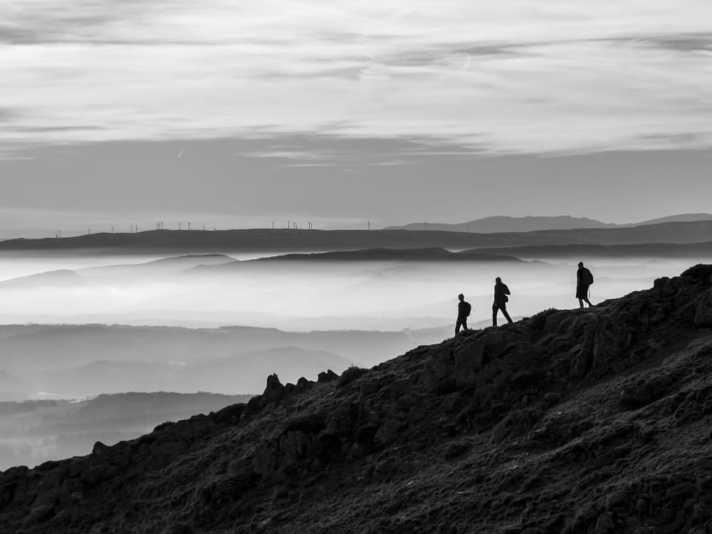 Misty Mountain Trekkers by Adolfo Urrutia — canvas wall art