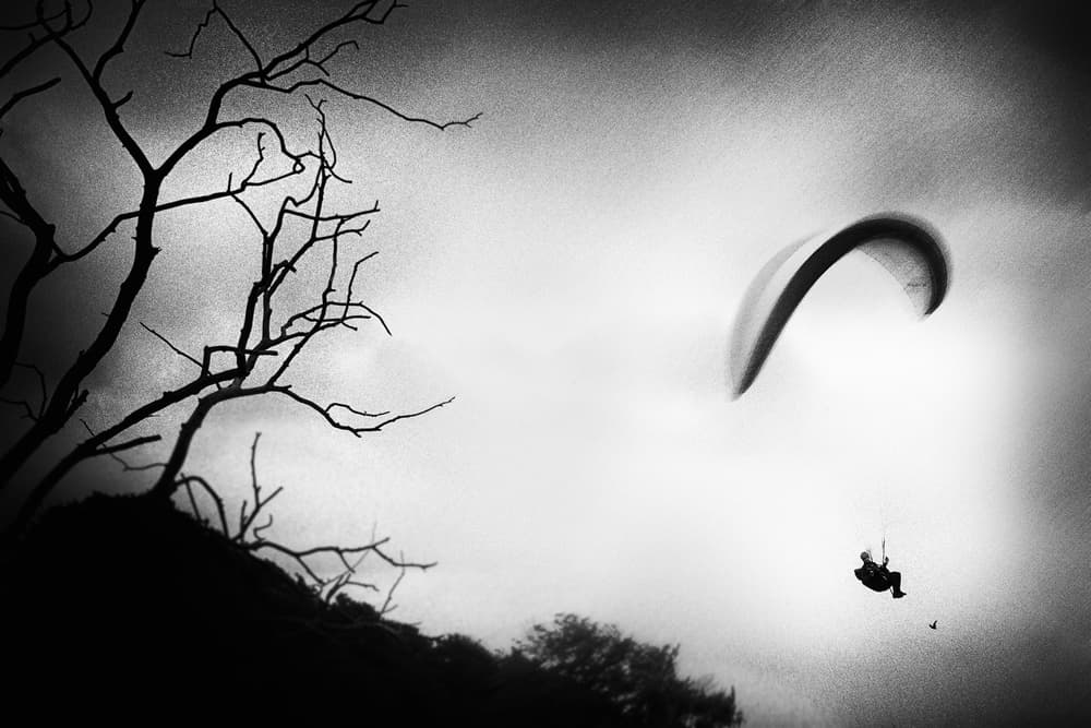 Dramatic Paraglider Flight by Gustav Davidsson — canvas wall art