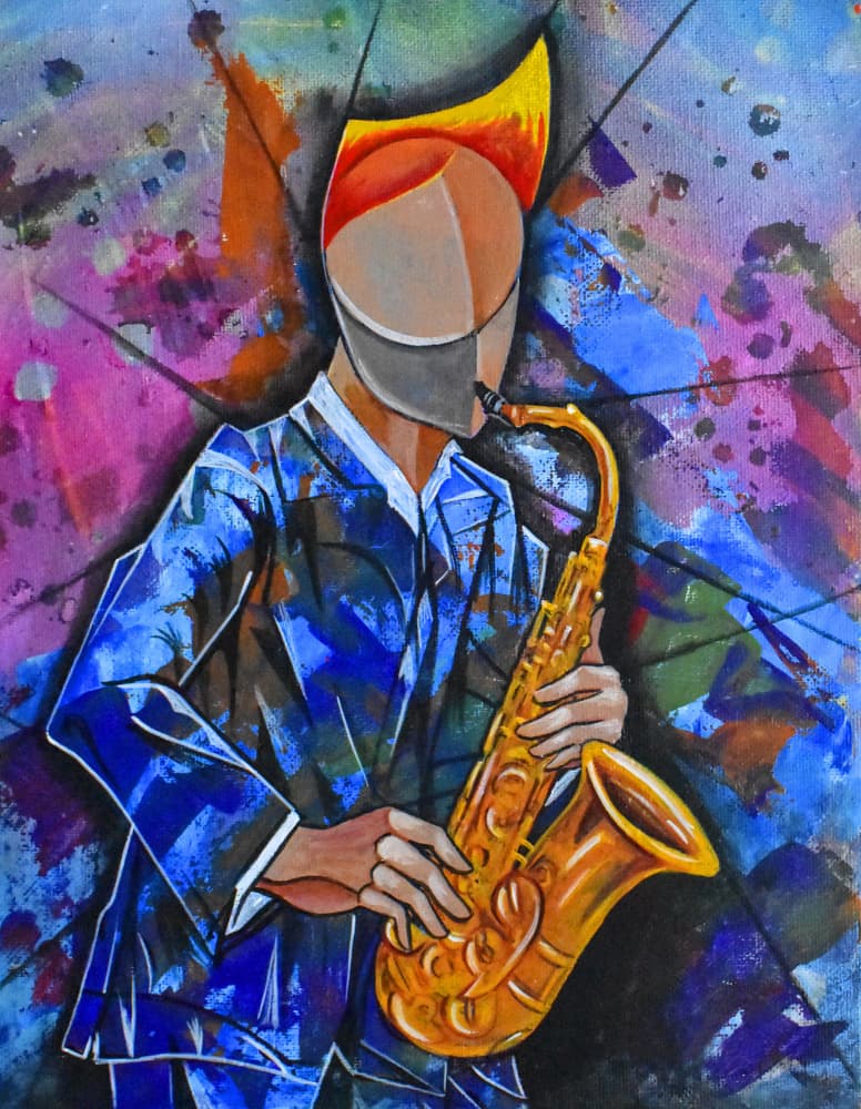 Abstract Jazz Saxophonist by Ricardo Maya — canvas wall art