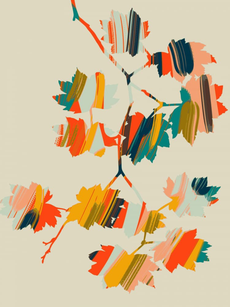 Colorful Brushstroke Leaves by Annick — canvas wall art