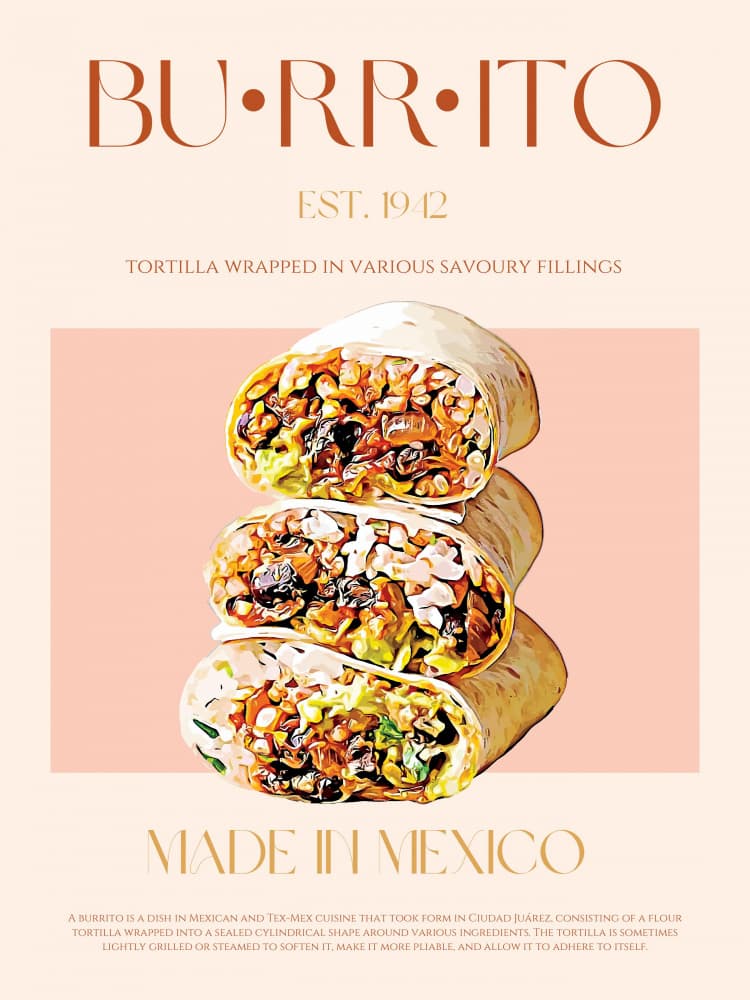 Mexican Burrito Stack by Nazma Khokhar — canvas wall art