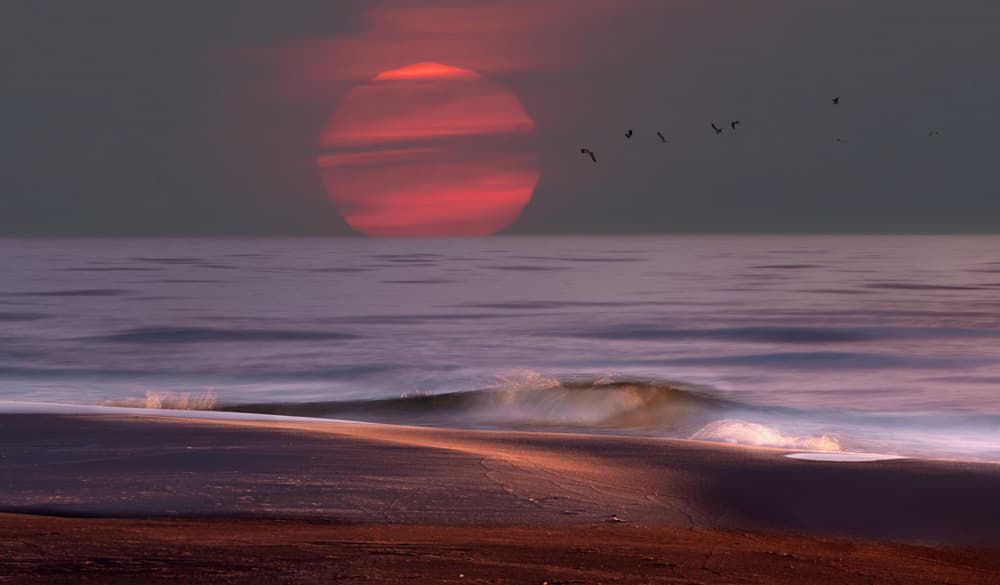 Giant Red Sun Ocean by Erik Engström — canvas wall art