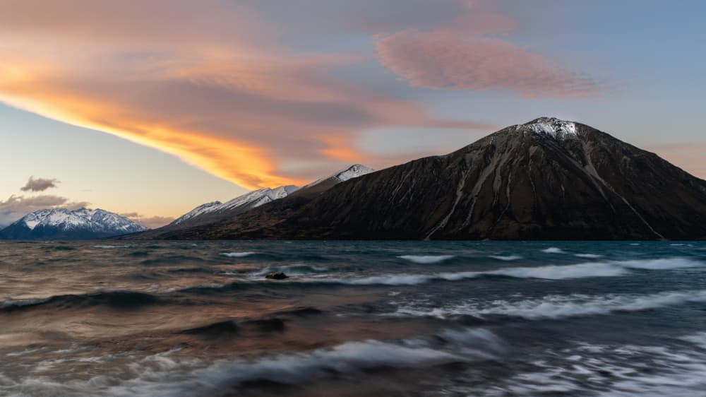 Windswept Mountain Lake Sunset by Patrick Dessureault — canvas wall art