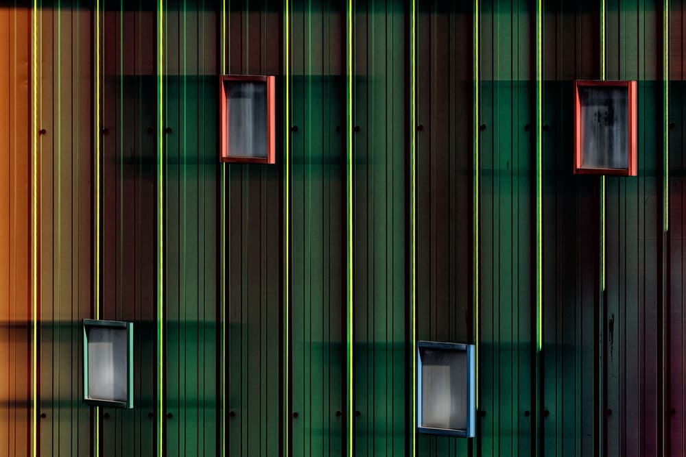 Vibrant Facade Geometry by Jois Domont ( J.L.G.) — canvas wall art