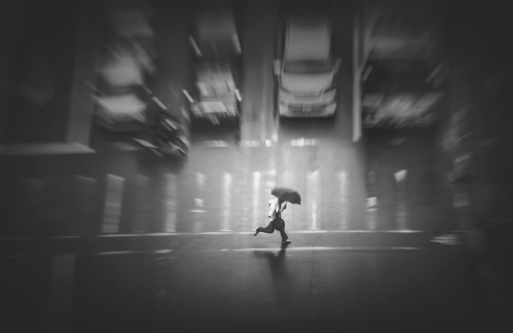 Running Through The Rain by Haruyo Sakamoto — canvas wall art