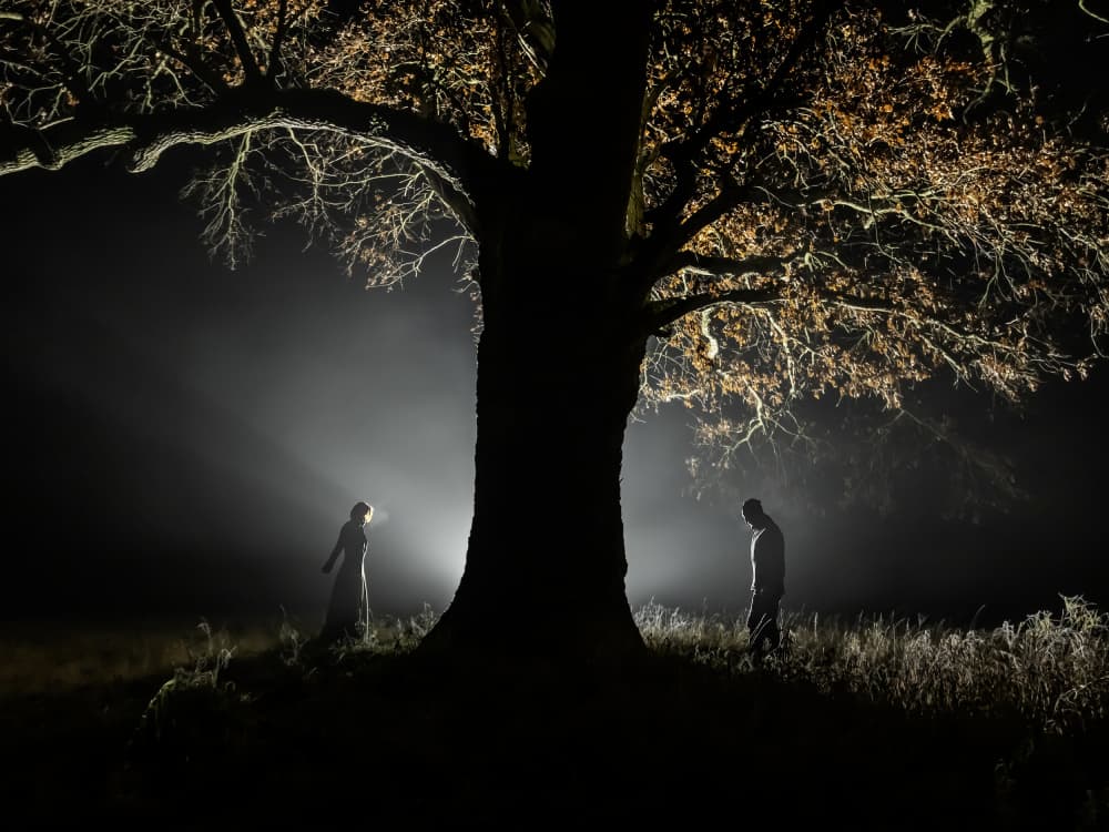 Dramatic Night Tree Silhouettes by Leszek Paradowski — canvas wall art