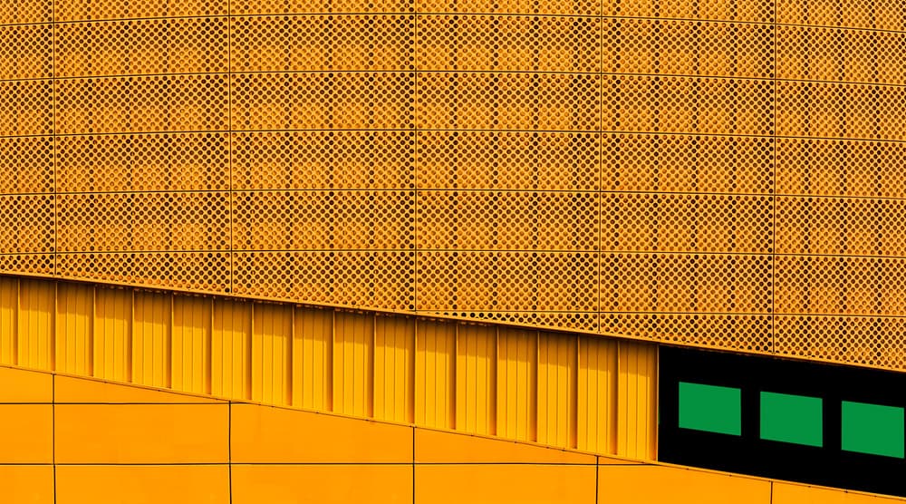 Yellow Geometric Facade by Eric Mattheyses — canvas wall art
