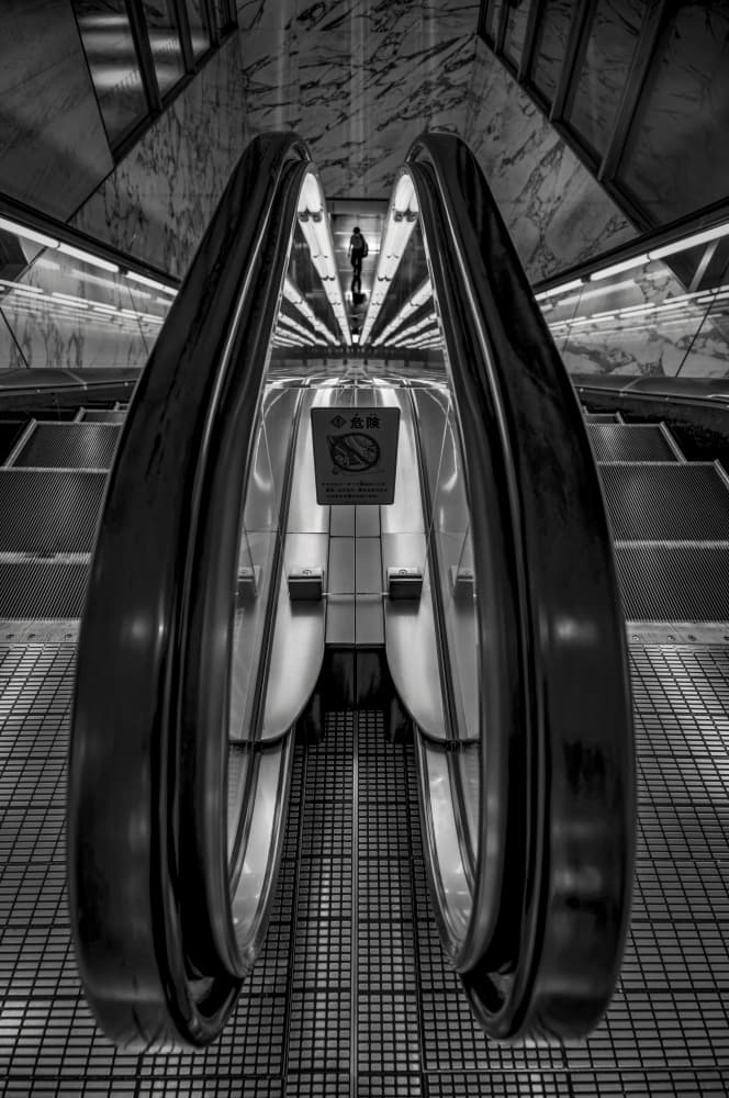 Deep Metro Escalator by Atsushi Inamura — canvas wall art