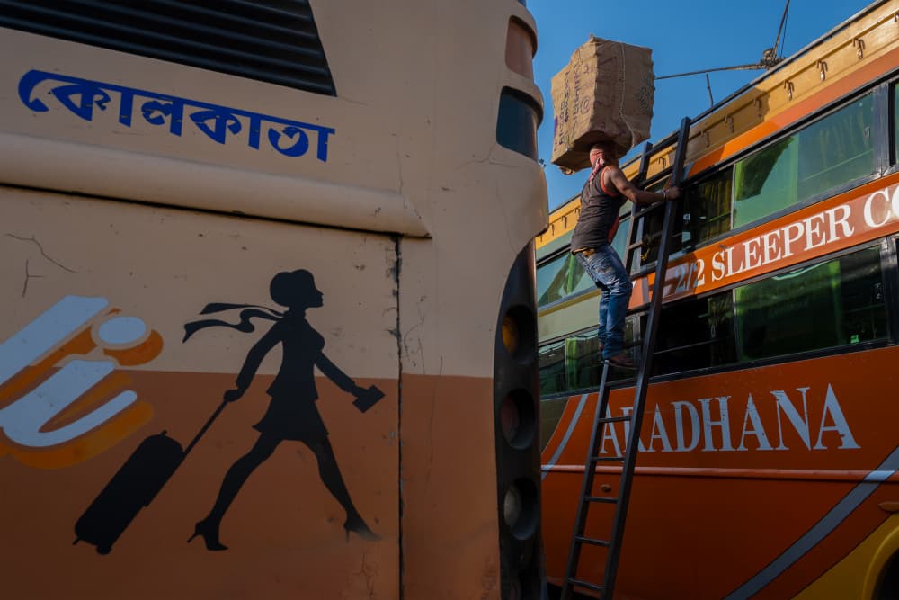 Kolkata Bus Journey by Kuntal Biswas — canvas wall art