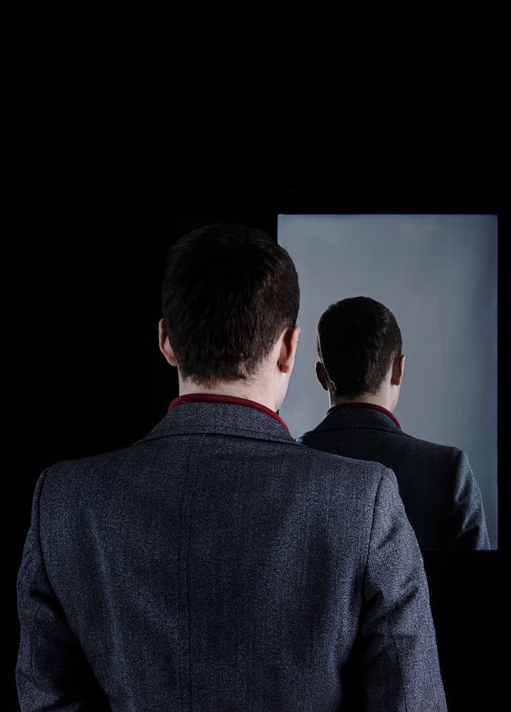 Man In Mirror Reflection by Michael Allmaier — canvas wall art