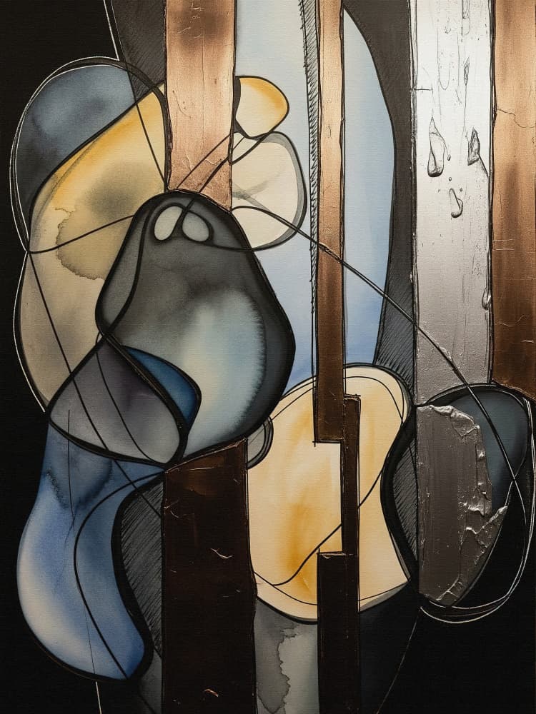 Metallic Abstract Flow by Miguel Bruzual — canvas wall art