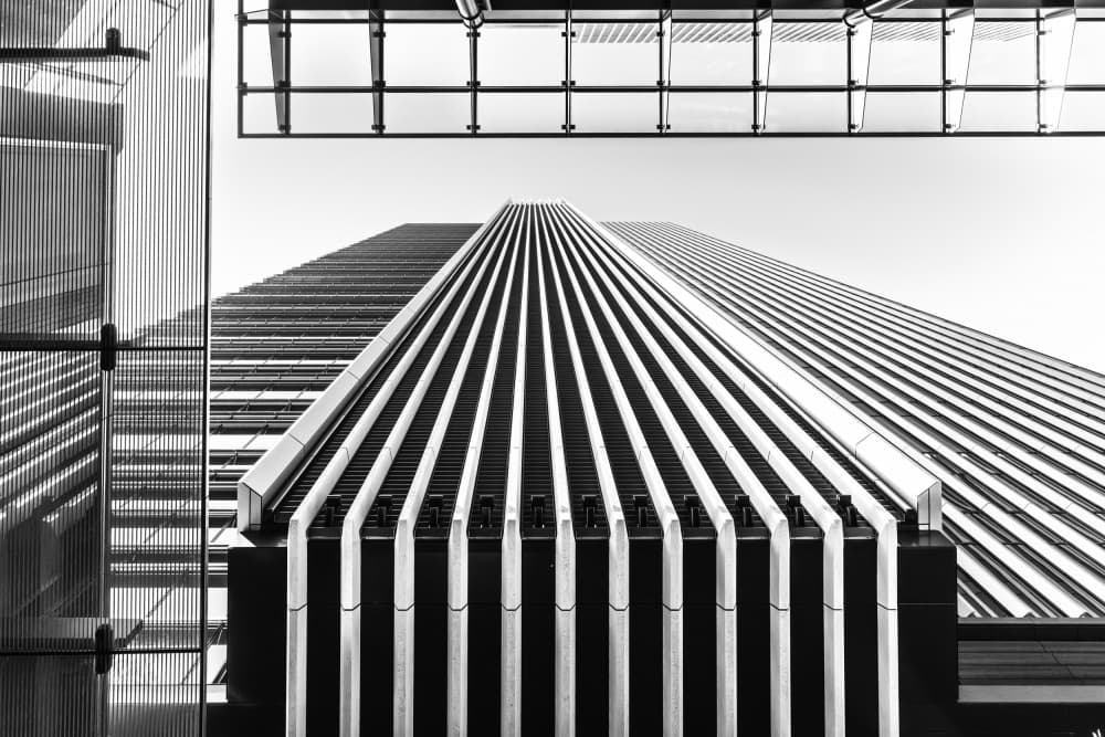 Urban Geometry Upward by Tomoshi Hara — canvas wall art