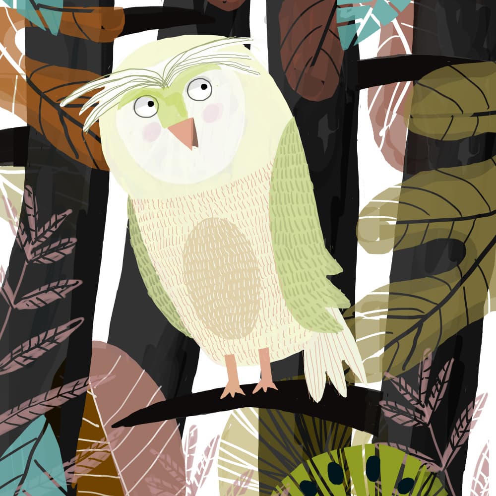 Curious Green Owl by Carla Daly — canvas wall art