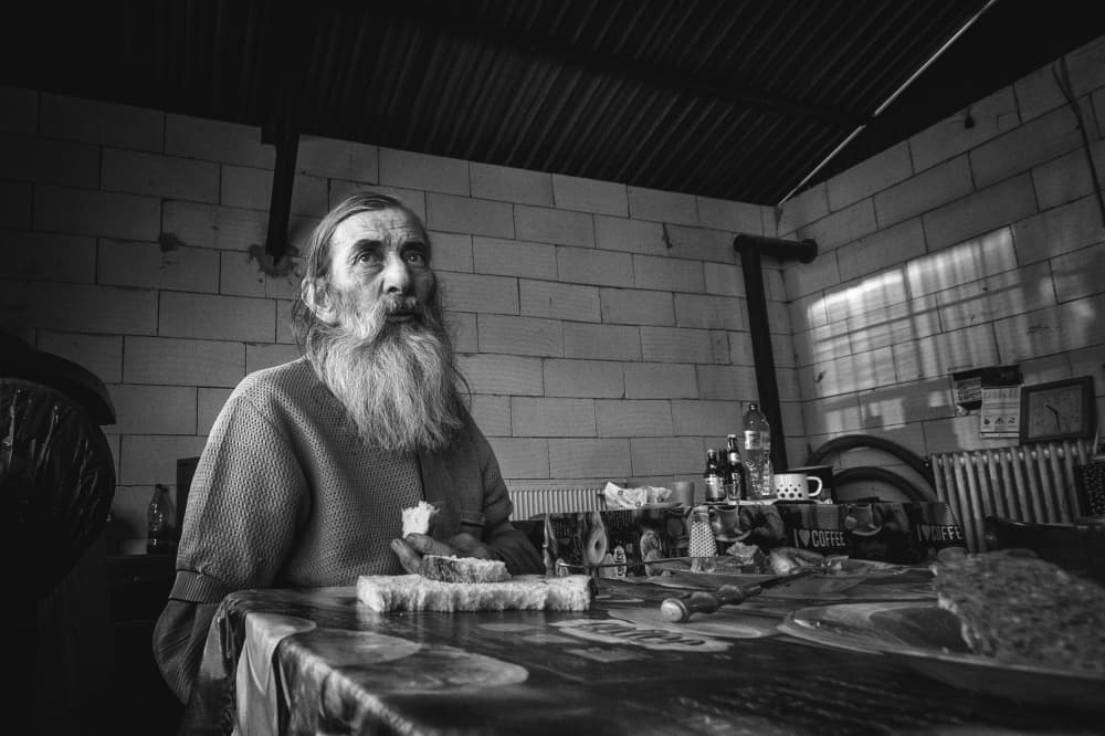 Old Man's Simple Meal by Zoran Toldi (EFIAP AZSF) — canvas wall art
