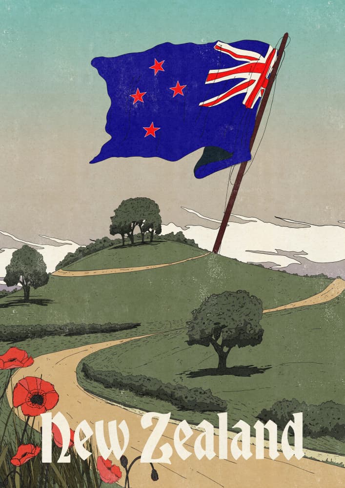 New Zealand Flag Landscape by Nicholas — canvas wall art