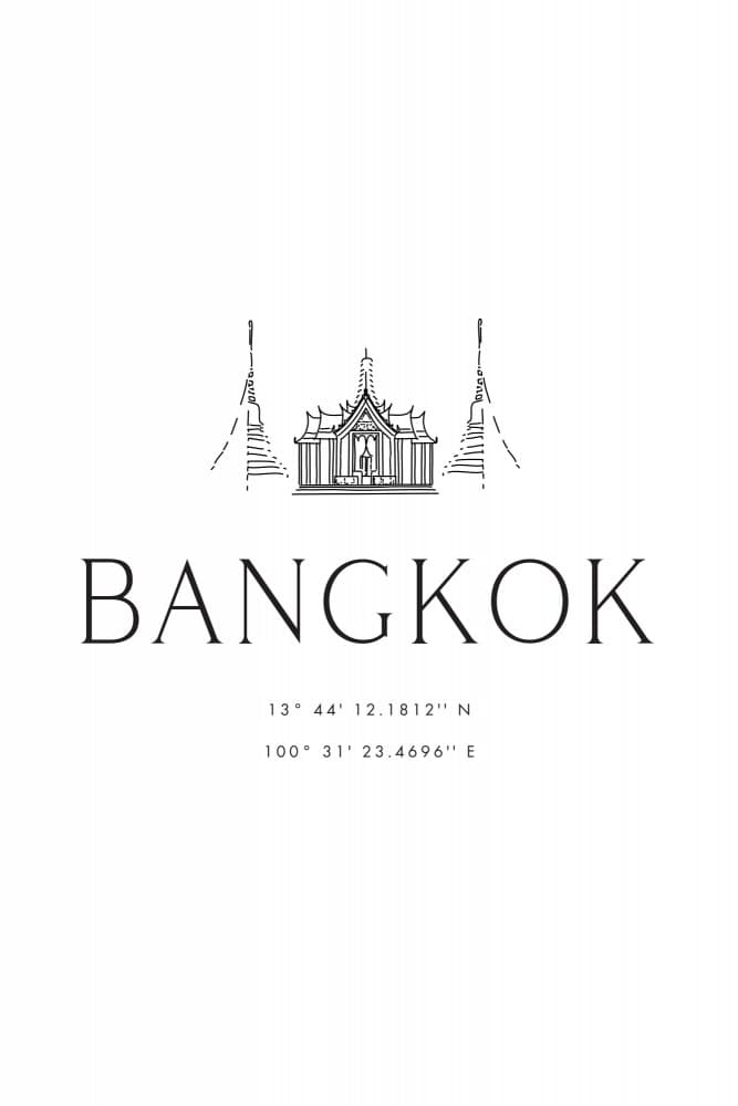 Bangkok Temple Line Art by Rosana Laiz Blursbyai — canvas wall art