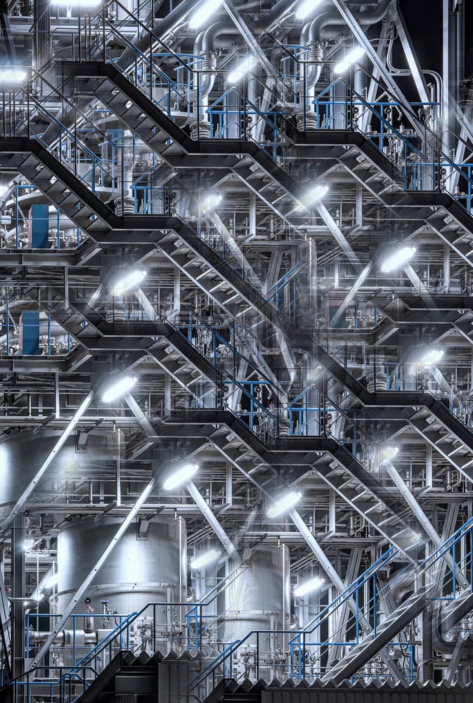 Illuminated Industrial Complex by Tomoshi Hara — canvas wall art