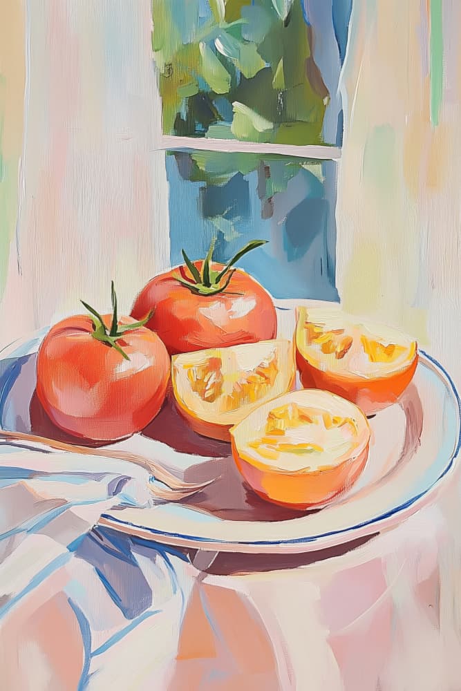 Fresh Summer Tomatoes by Melloi Art Prints — canvas wall art