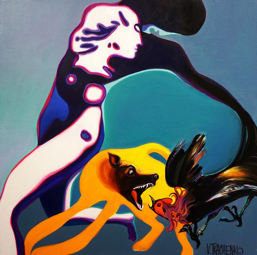 Surreal Animal Confrontation by Victor Tkachenko — canvas wall art