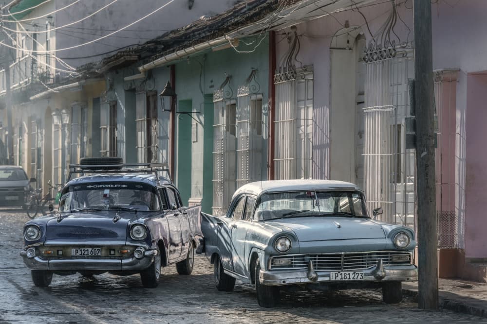 Cuban Classic Cars Street by Trevor Cole — canvas wall art